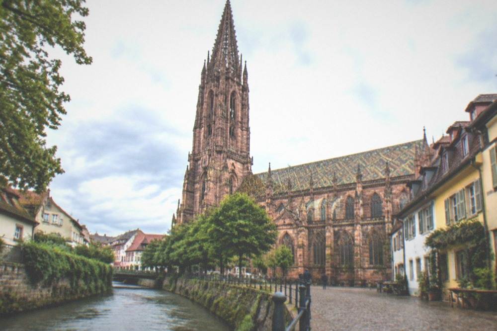 Streamside lane with small workshops in the Gerberau quarter of Freiburg